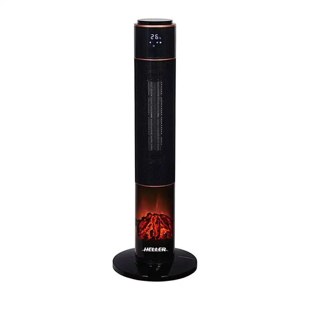 Heller 2000W Ceramic Fan Heater with Timer, Flame Effect - HCF2000