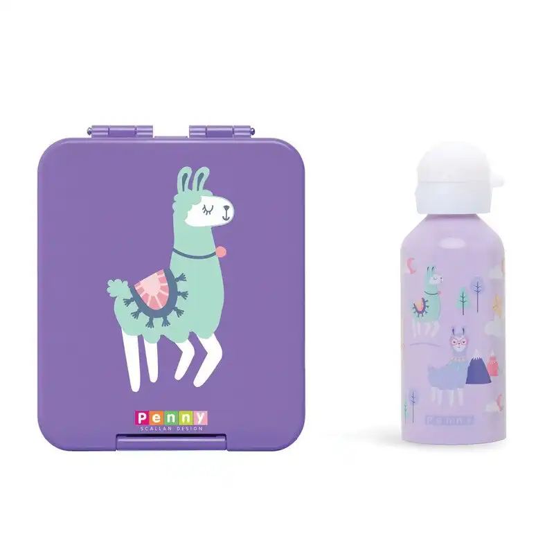 Penny Scallan Medium Bento Box & Drink Bottle - Loopy Llama