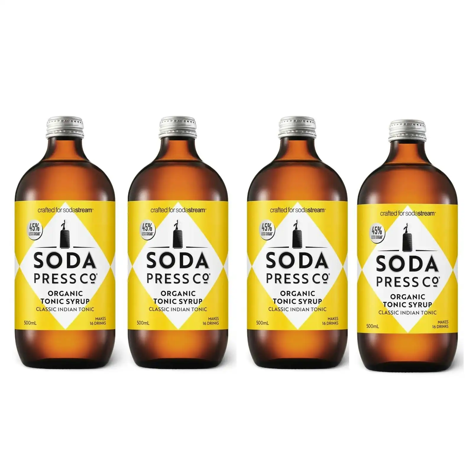 SodaStream Soda Press 4 Pack Organic Syrup 500ml - Indian Tonic