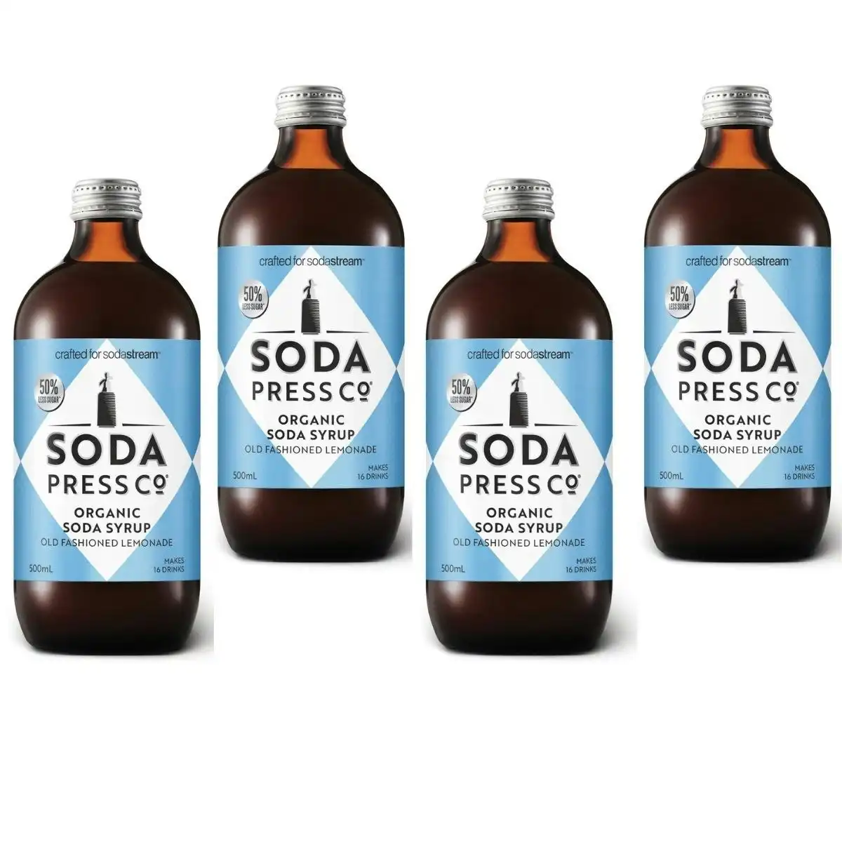 SodaStream Soda Press 4 Pack Organic Syrup 500ml - Lemonade