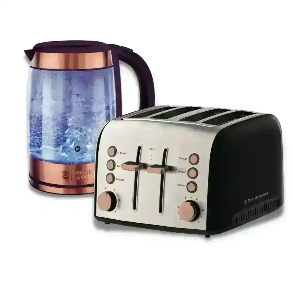 Russell Hobbs Brooklyn 4-Slice Toaster and 1.7L Glass Kettle Set