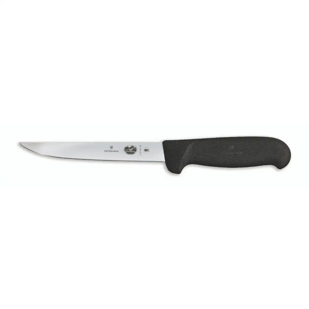 Victorinox Boning Knife, 15cm Straight, Narrow Blade, Fibrox - Black