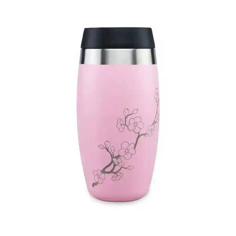 Ohelo 400ml To-Go Tumbler With Etched Blossoms - Pink