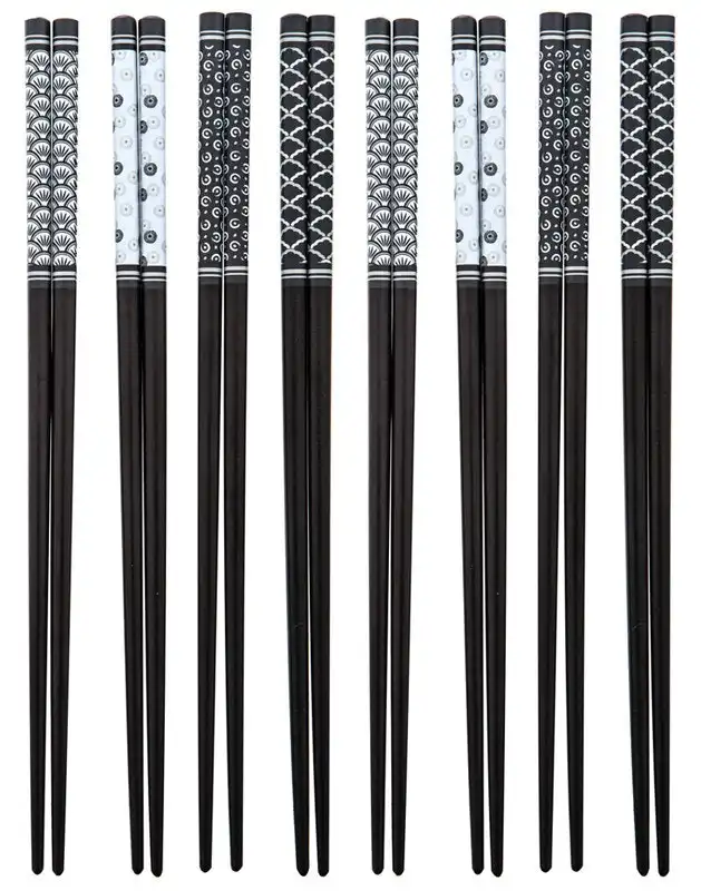 Davis & Waddell Bamboo Chopsticks Set - 8 Pairs - Black/White