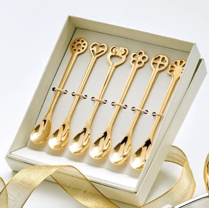 Bugatti Lucky Charm Set of 6 Moka Spoons - Gold