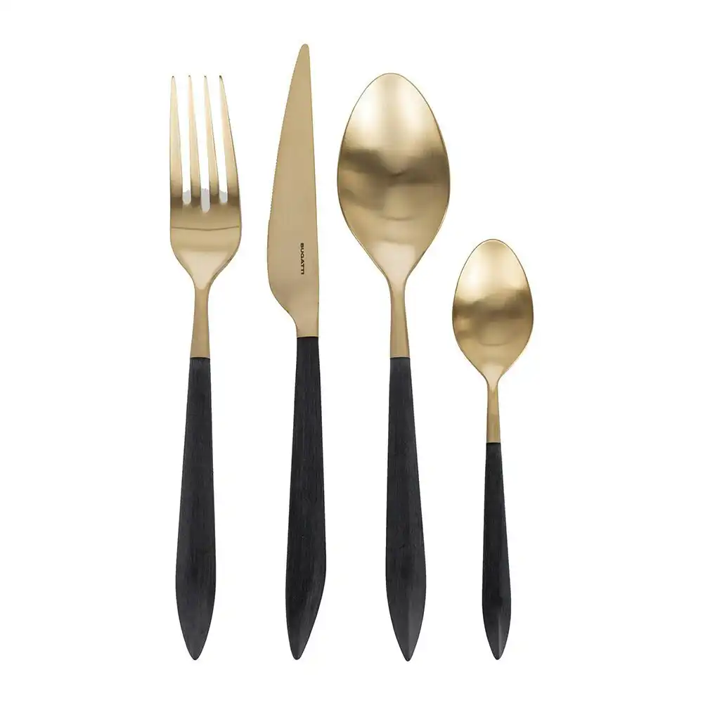 Bugatti Ares 24K Gold Plated 24-Piece Cutlery Set - Black/Gold