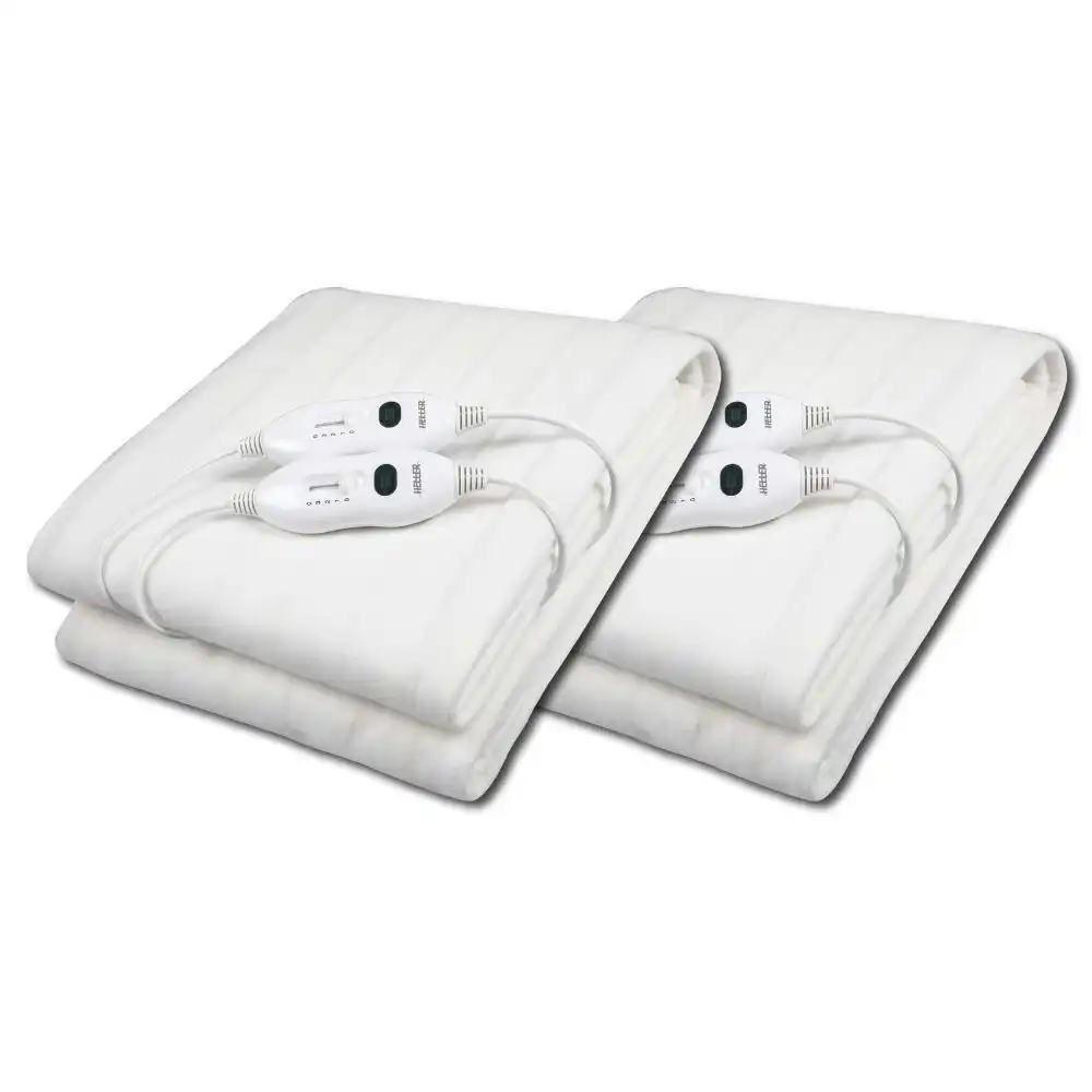 Heller 2-Pack Washable Fitted Electric Blanket, White - Queen Size