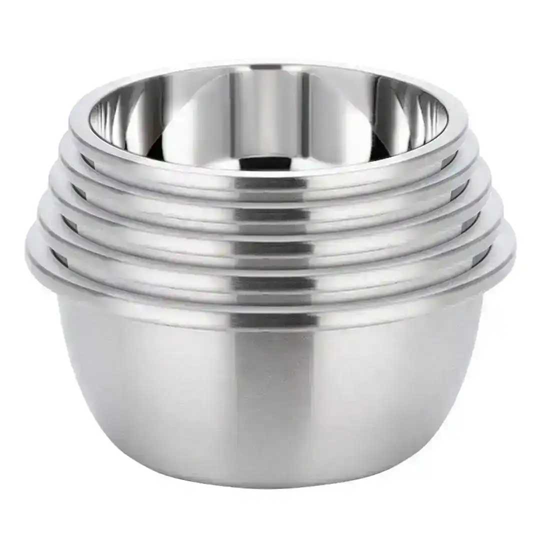 Soga 5Pcs Deepen Polished Stainless Steel Stackable Baking Washing Mixing Bowls Set Food Storage Basin