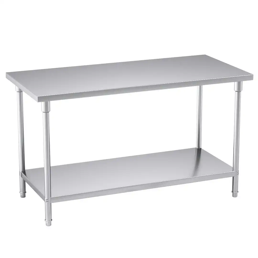 Soga 2-Tier Commercial Catering Kitchen Stainless Steel Prep Work Bench Table 150*70*85cm