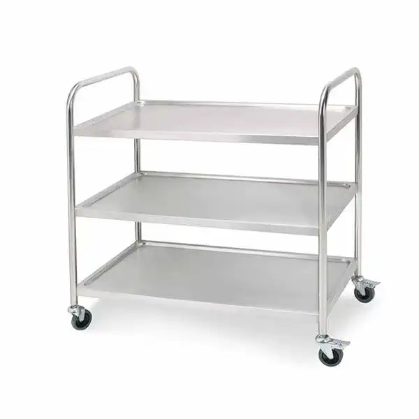 Soga 3 Tier Stainless Steel Kitchen Dinning Food Cart Trolley Utility Round 81x46x85cm Small
