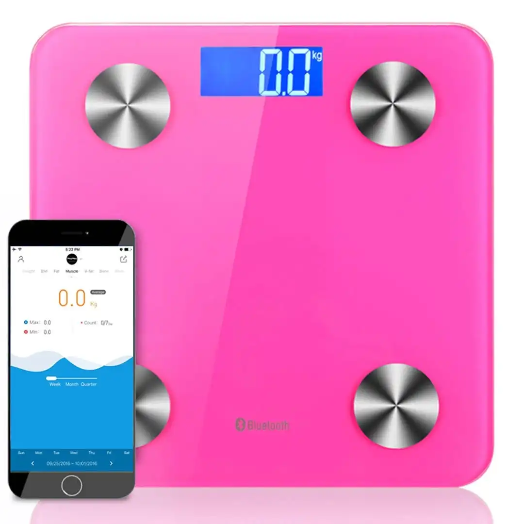 Soga Wireless Bluetooth Digital Body Fat Scale Bathroom Health Analyser Weight Pink