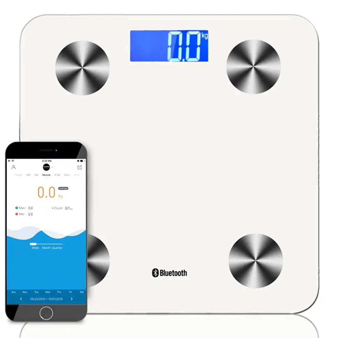 Soga Wireless Bluetooth Digital Body Fat Scale Bathroom Health Analyser Weight White