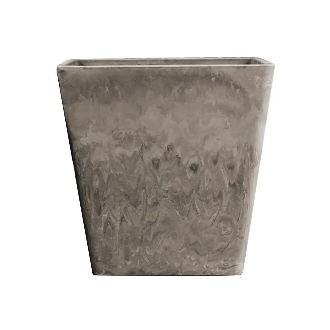 Soga 27cm Sand Grey Square Resin Plant Flower Pot in Cement Pattern Planter Cachepot for Indoor Home Office