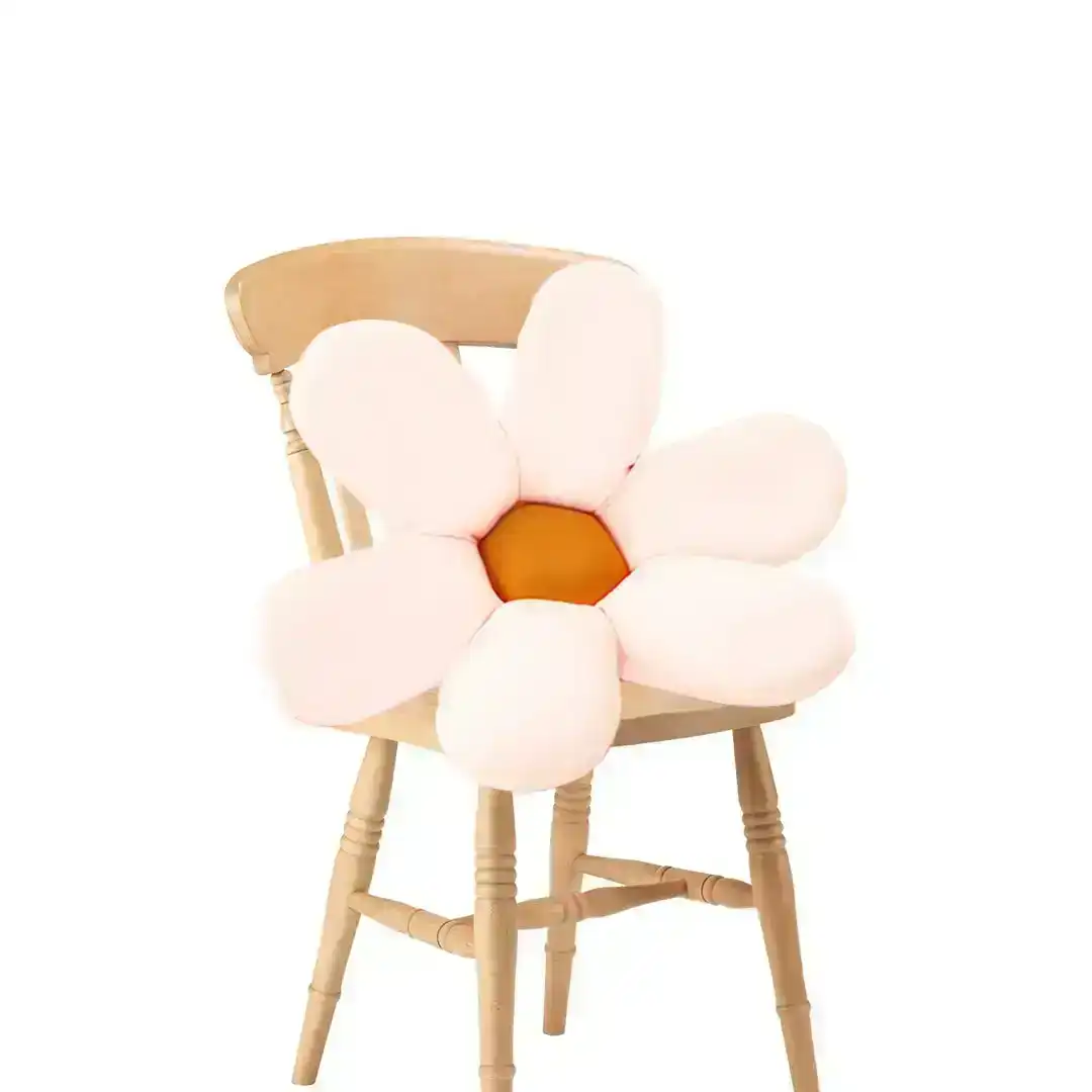 Soga White Daisy Flower Shape Cushion Soft Leaning Bedside Pad Floor Plush Pillow Home Decor