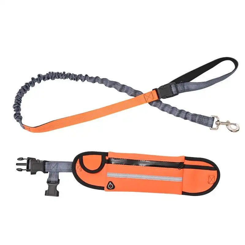 Soga Orange Adjustable Hands-Free Pet Leash Bag Dog Lead Walking Running Jogging Pet Essentials