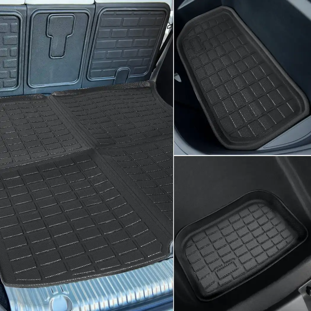 Manan Tesla Model Y Floor Mats Front Rear Trunk +Toolbox Anti-Slip Car Carpets