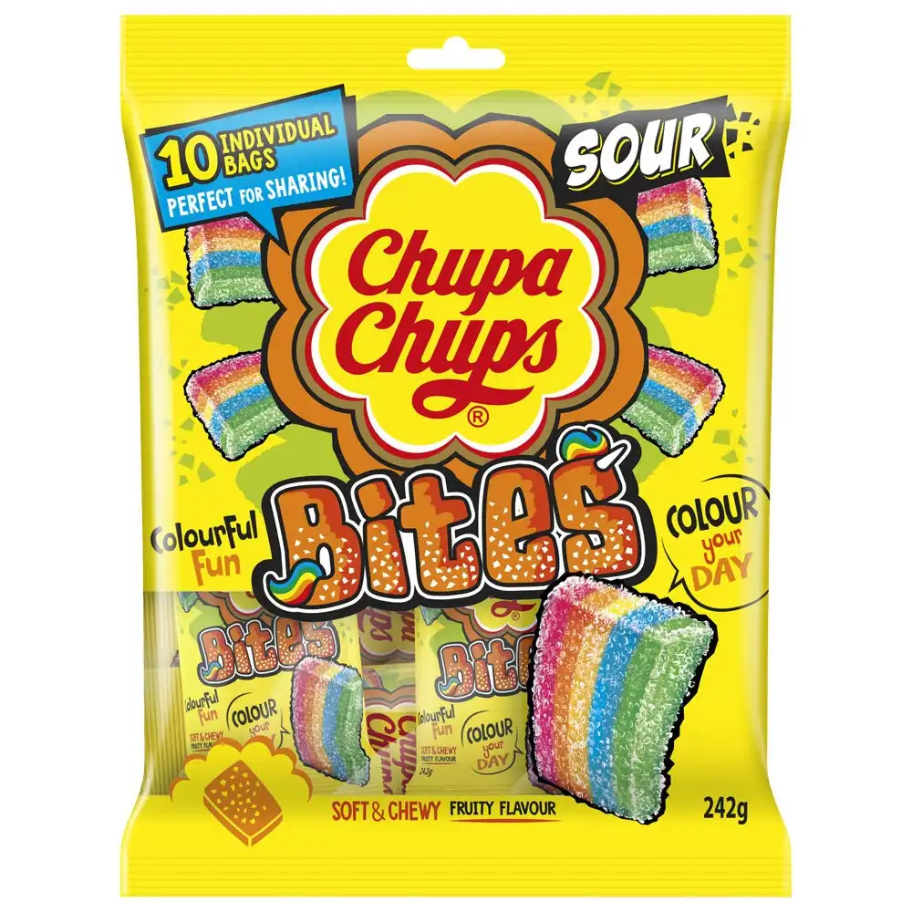 10pc Chupa Chups 242g Sour Bites Candy Share Pack Sweet/Confectionery Snack