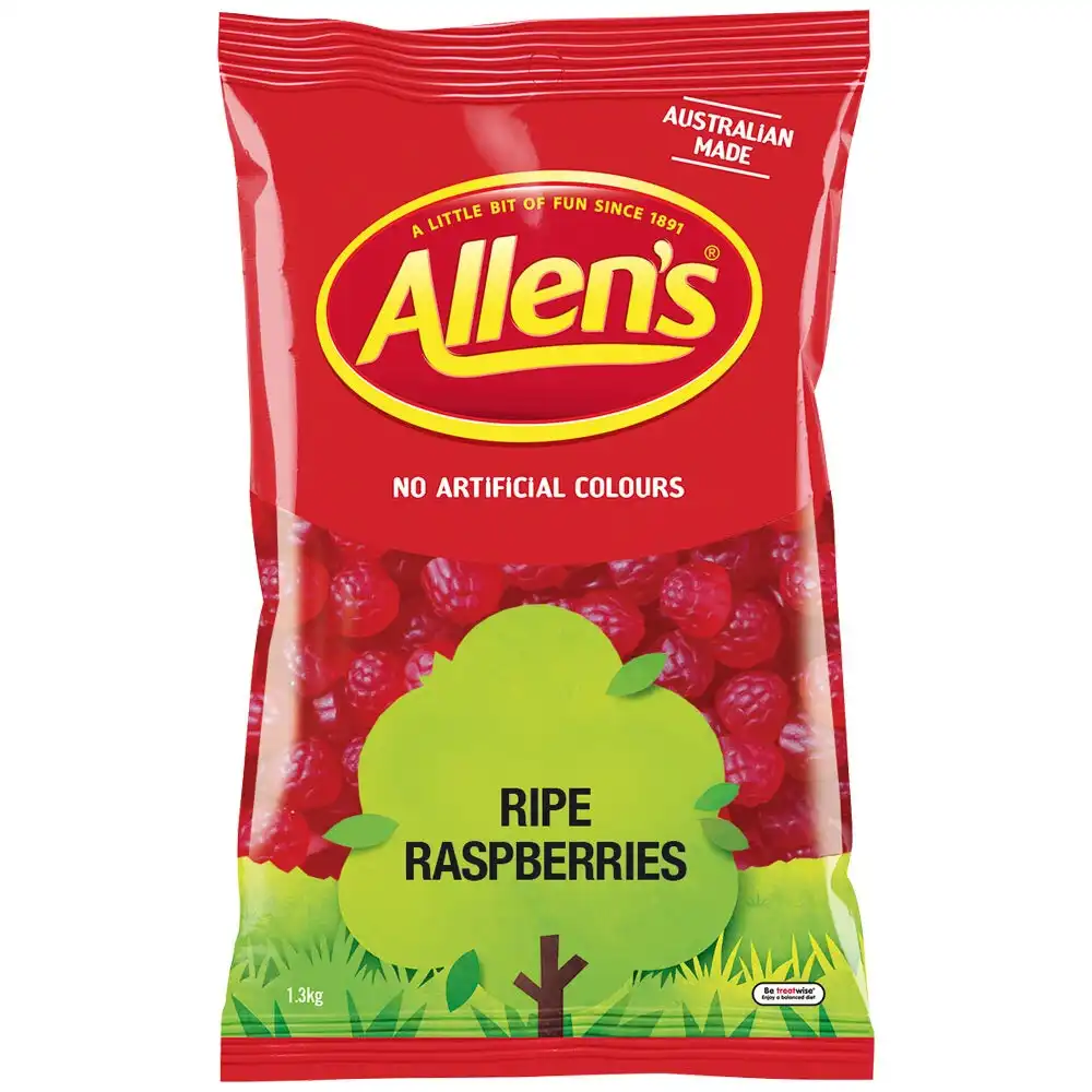 Allen's 1.3kg Ripe Raspberries Flavoued Soft Chewy Candy/Lolly/Sweets Snack Bag