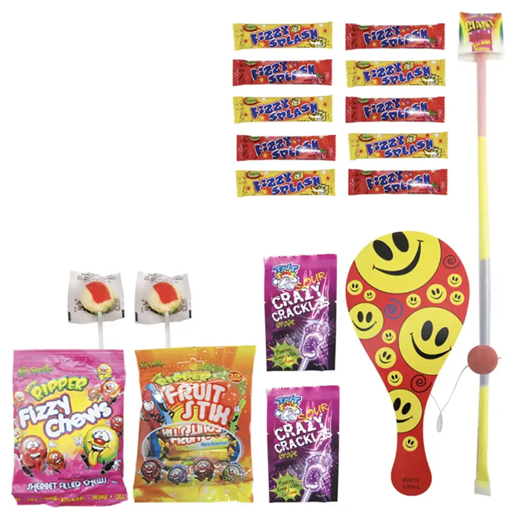 Mega Fizz Kids Sour Candy/Lolly Fruit Flavour Snack Hard Sweets Lollipop Showbag