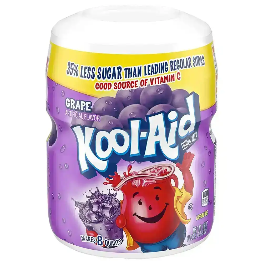 Kool Aid 583g Grape Flavoured Powder Drink Mix Canister Instant Powdered Juice