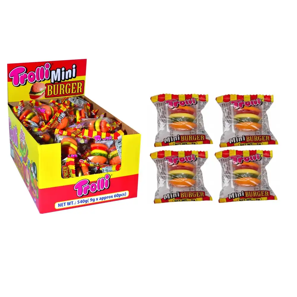 60PK Trolli Mini Burger 540g Confectionery Candy Soft Lolly/Sweet