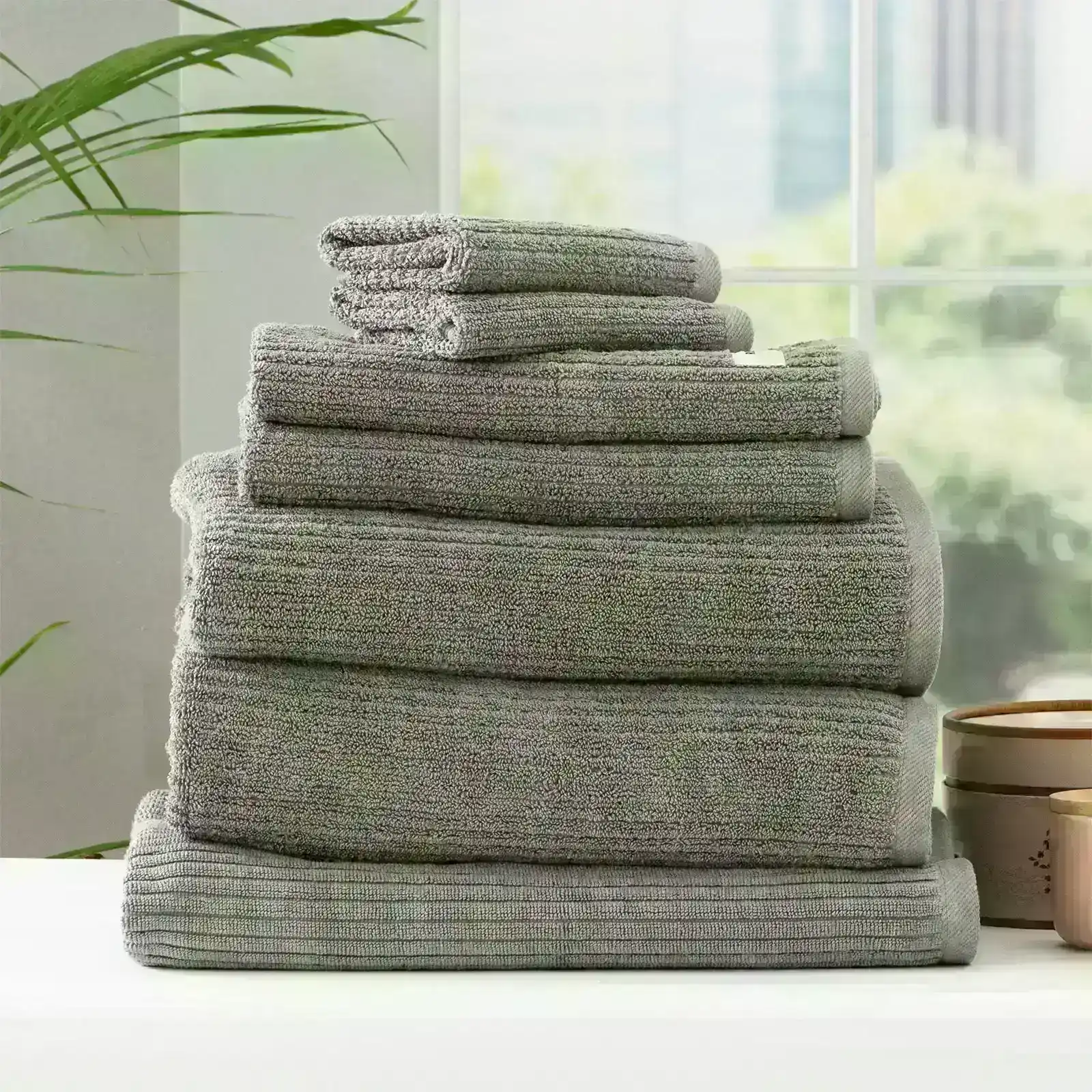 Cobblestone Ribbed Bath Towels Platinum