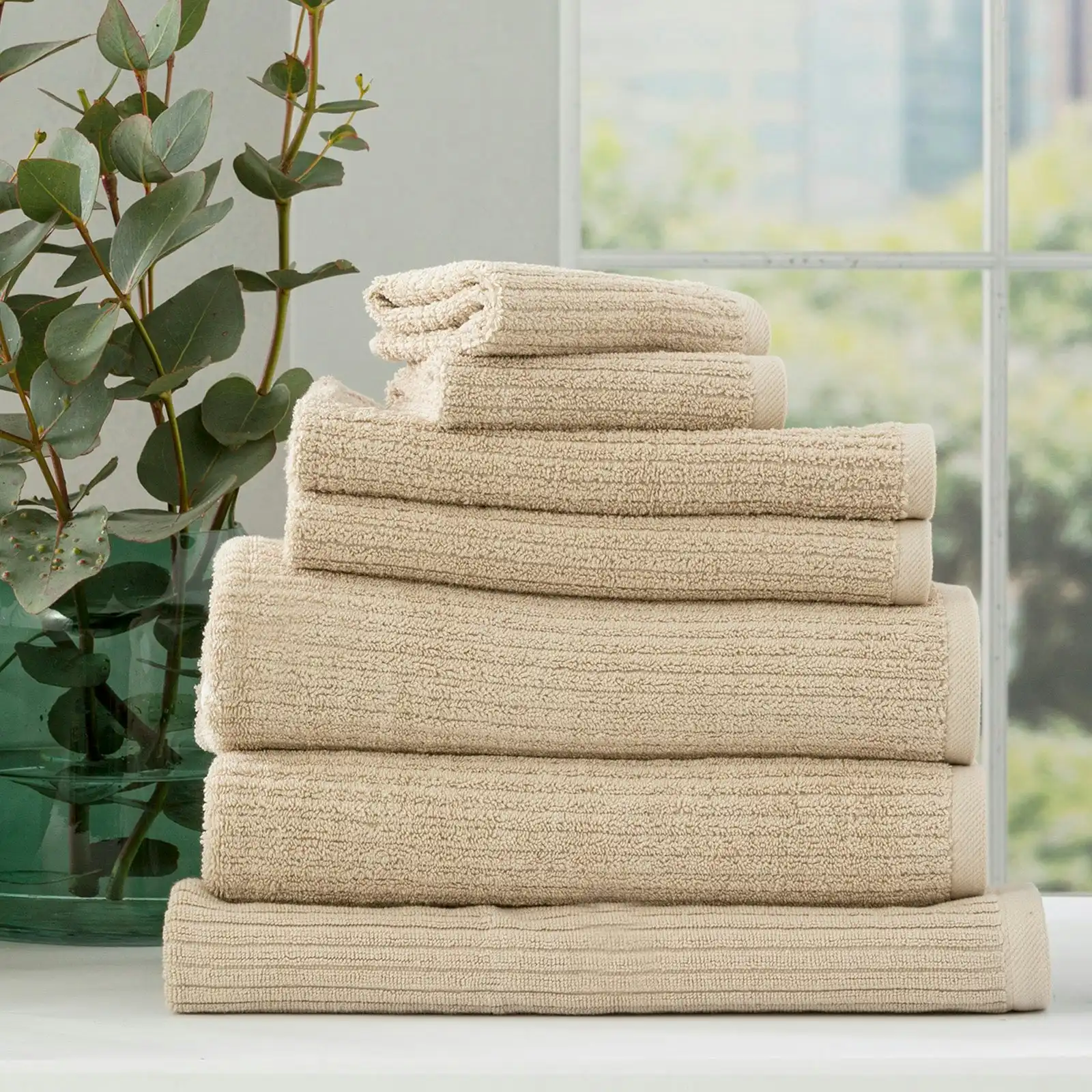 Cobblestone Ribbed Bath Towels  Stone