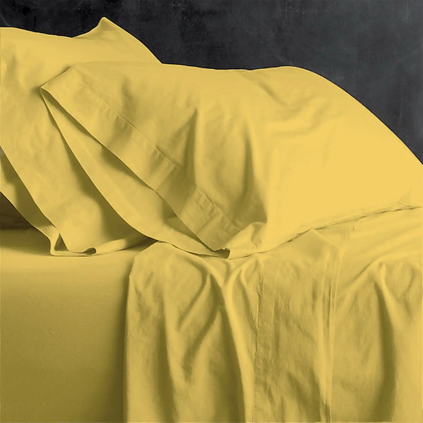 European Washed Cotton Sheets Misted Yellow