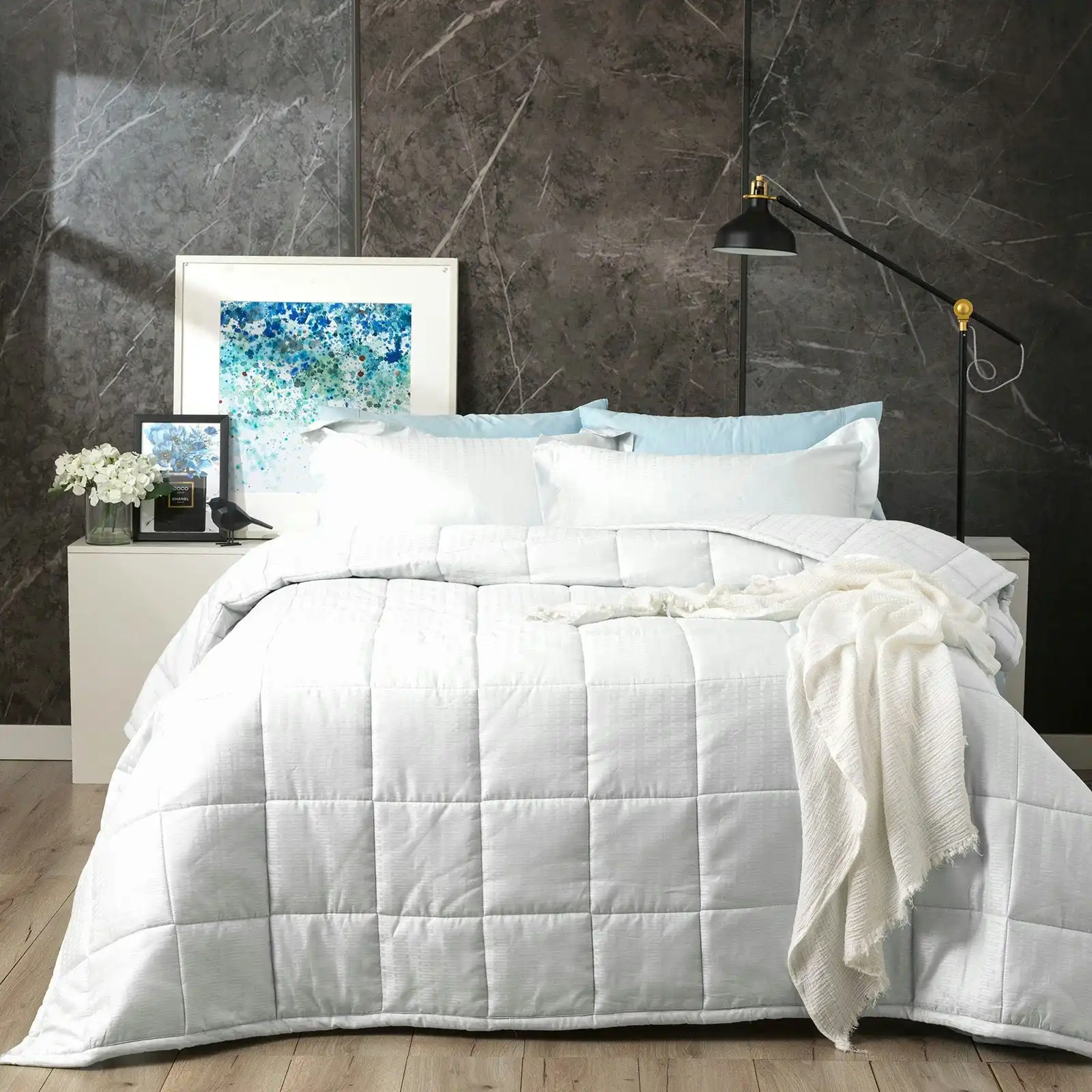 Binary Comforter sets Cotton Jacquard White