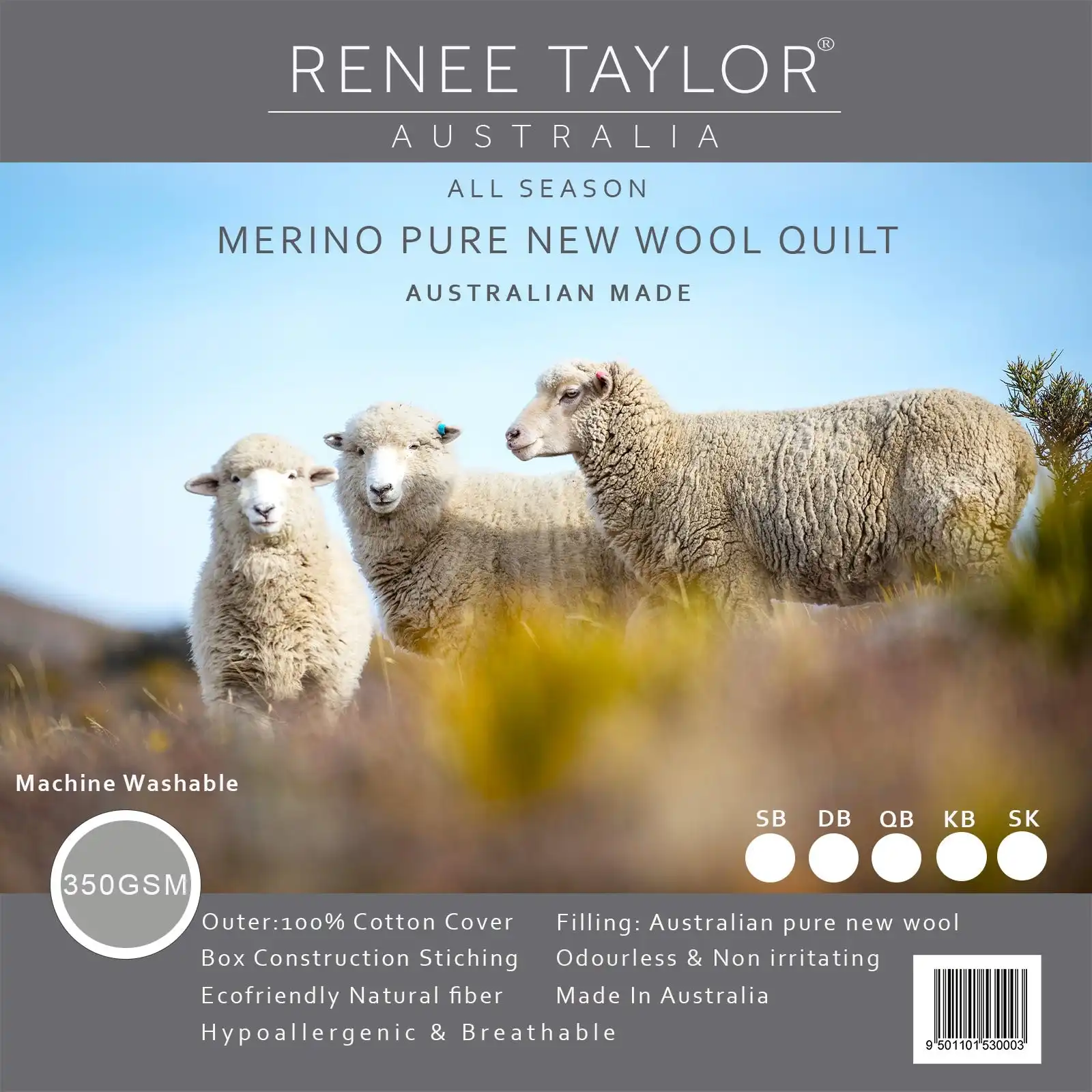 Australian Pure Merino Wool Quilt 350 GSM