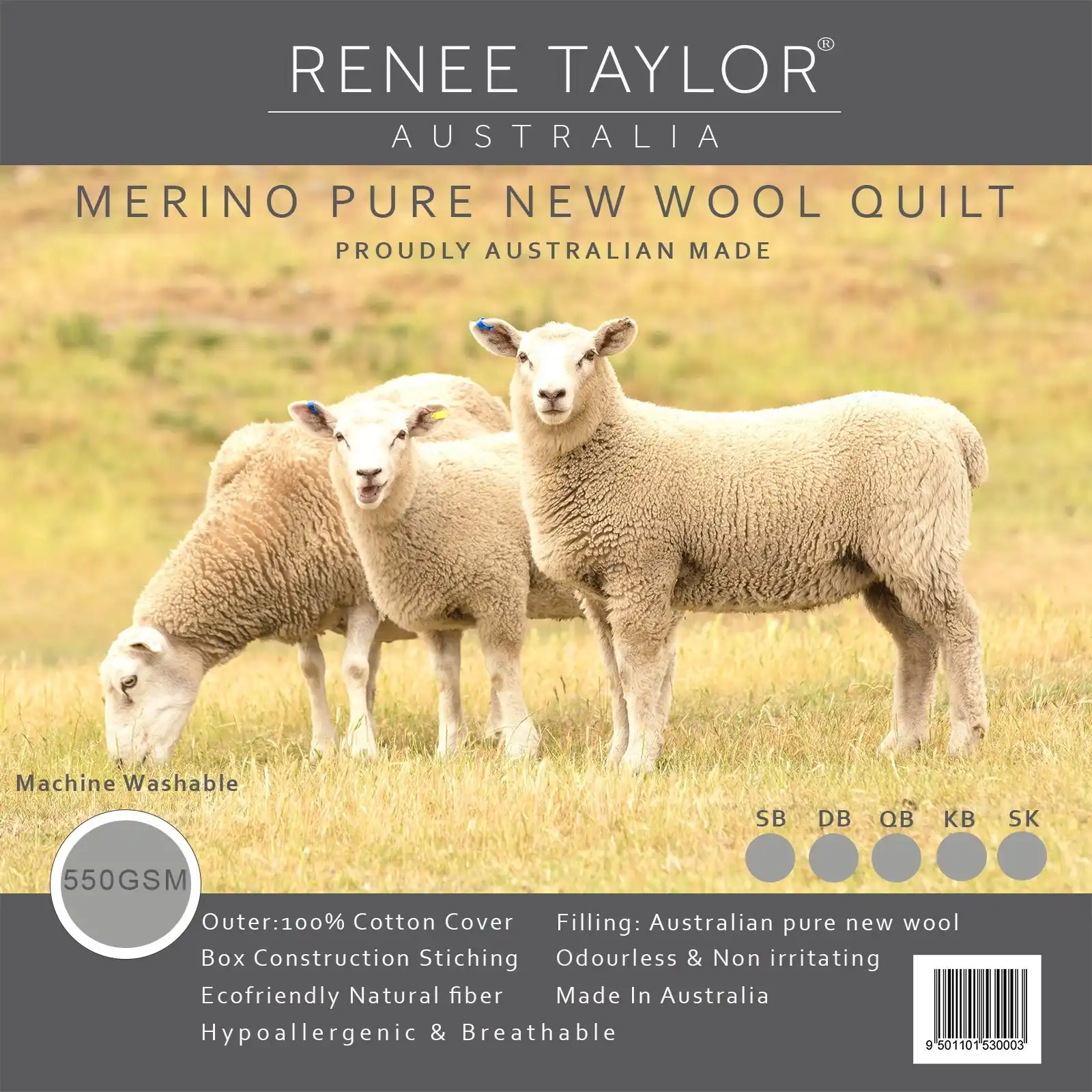 Australian Pure Merino Wool Quilt 550 Gsm