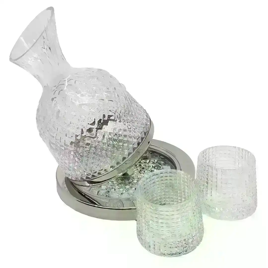 Refined Gifts Swirling Crystal Cut Decanter Set