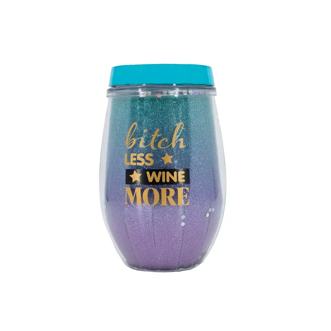 Glitter Wine Cup Ombre B*tch Less Purple & Aqua