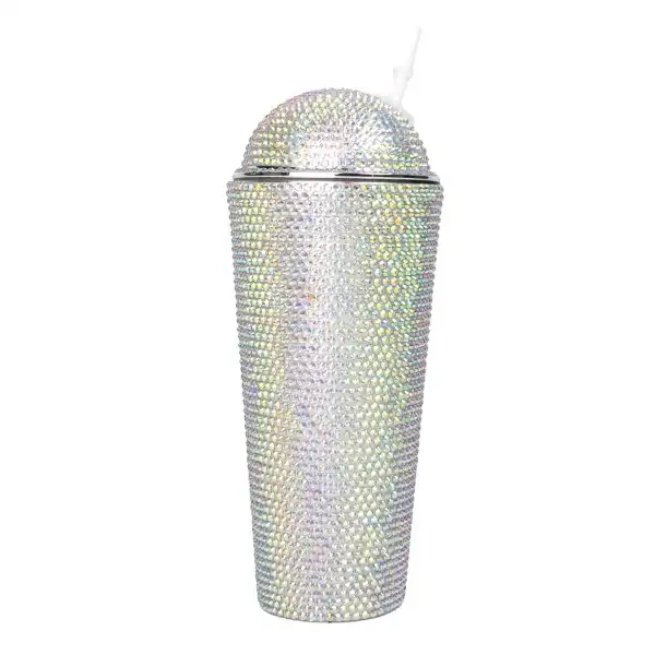 Glitter Bedazzle Cup Silver Iridescent