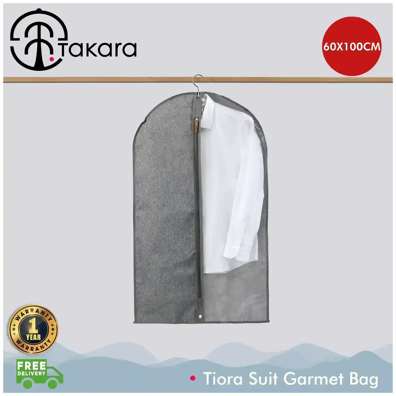 Takara Tiora Suit Garmet Bag Grey 60x100cm