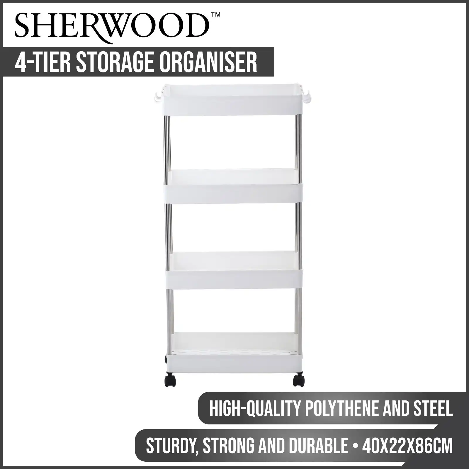 Sherwood Home 4 Tiers Organiser - White - 40x22x86cm
