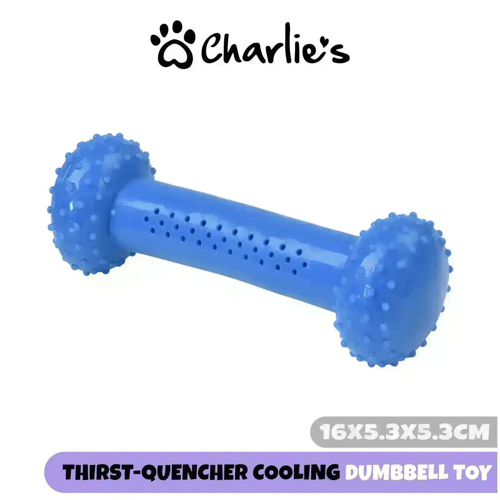 Charlie's Thirst-Quencher Cooling Dumbbell Toy Blue 16x5.3x5.3cm