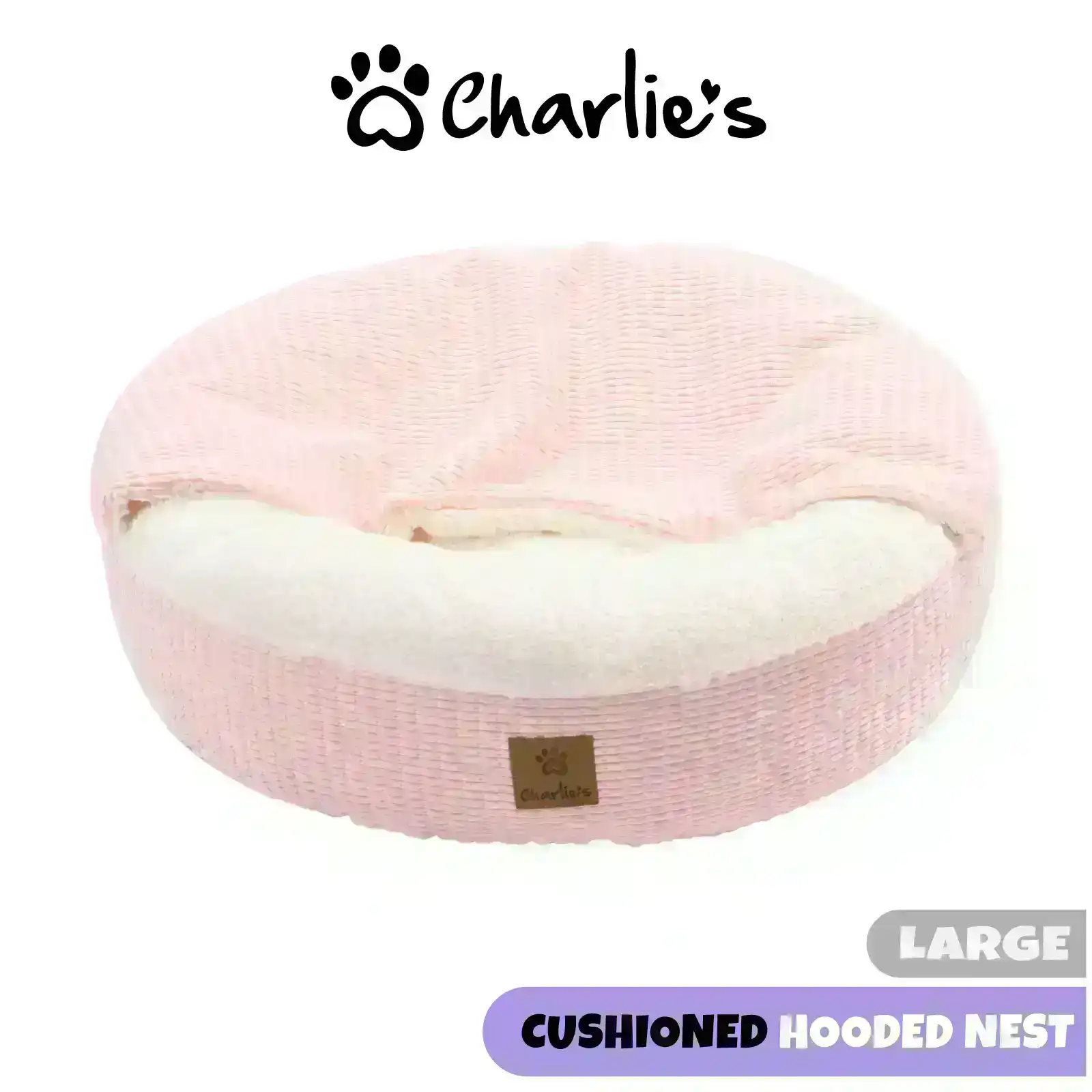 Charlie's Snookie Hooded Calming Dog Bed Pink Large