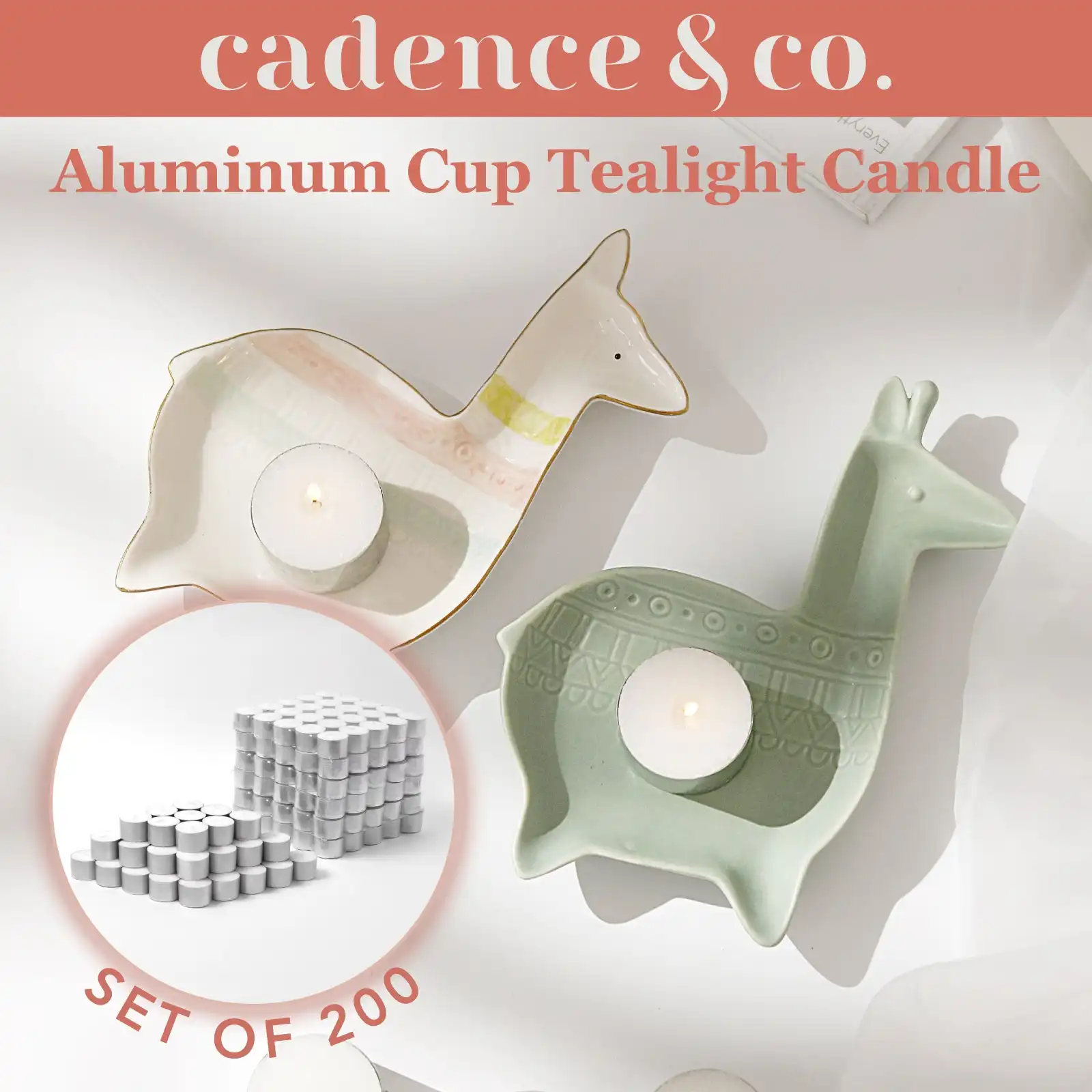 Cadence & Co Aluminum Cup Tealight Candle Set 200