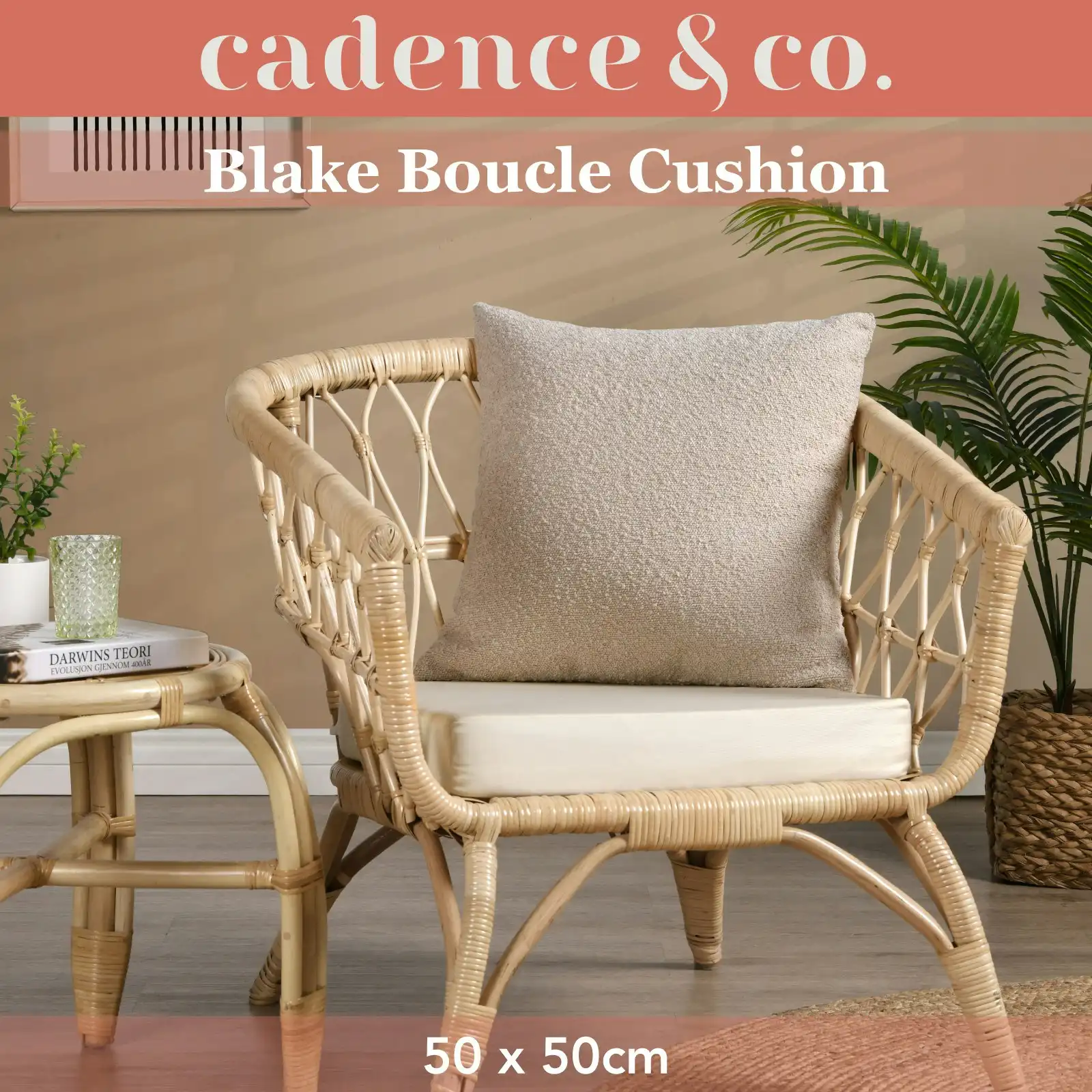 Cadence & Co. Blake Boucle Cushion Parchment 50x50cm
