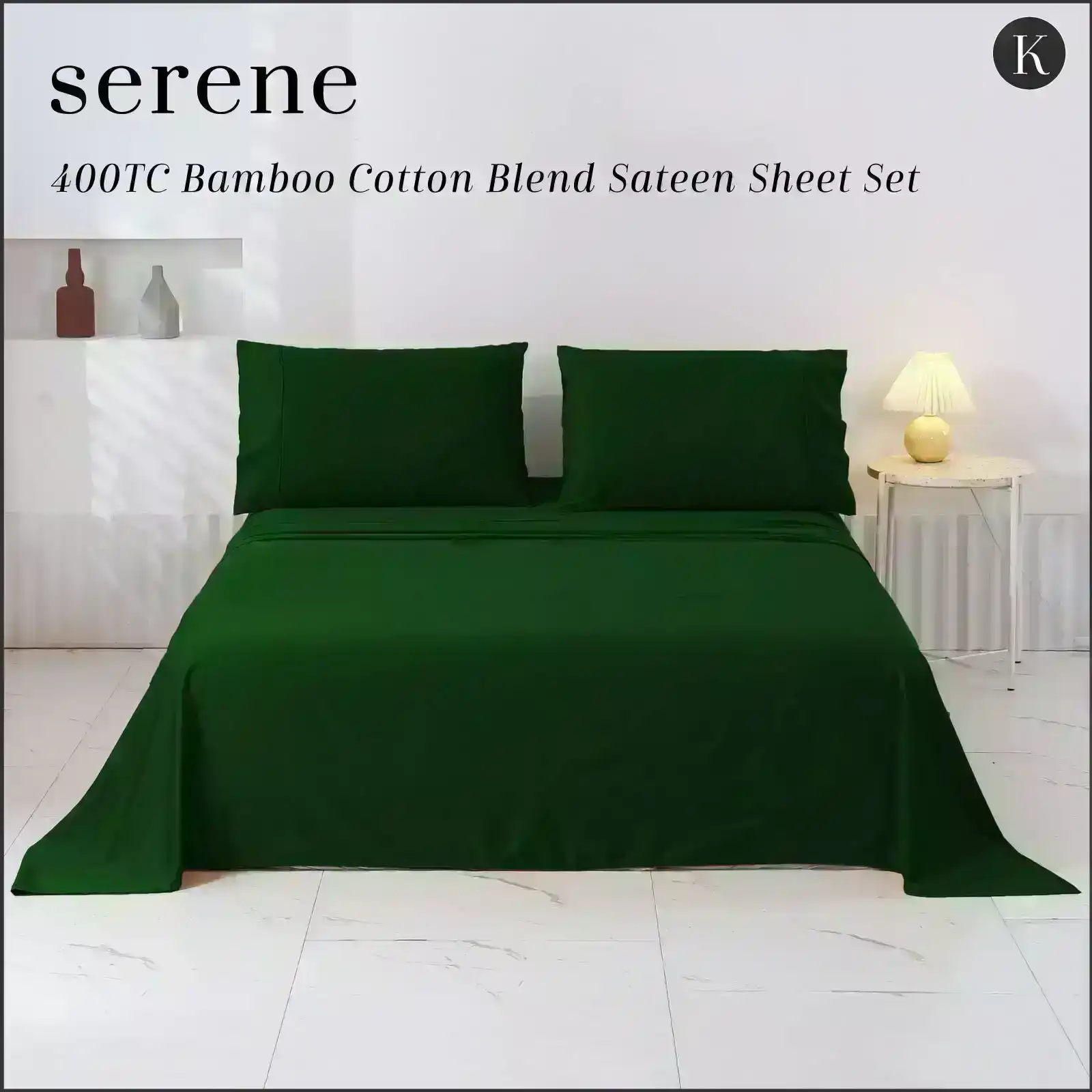 Serene 400TC Bamboo Cotton Blend Sateen Sheet Set EDEN King Bed