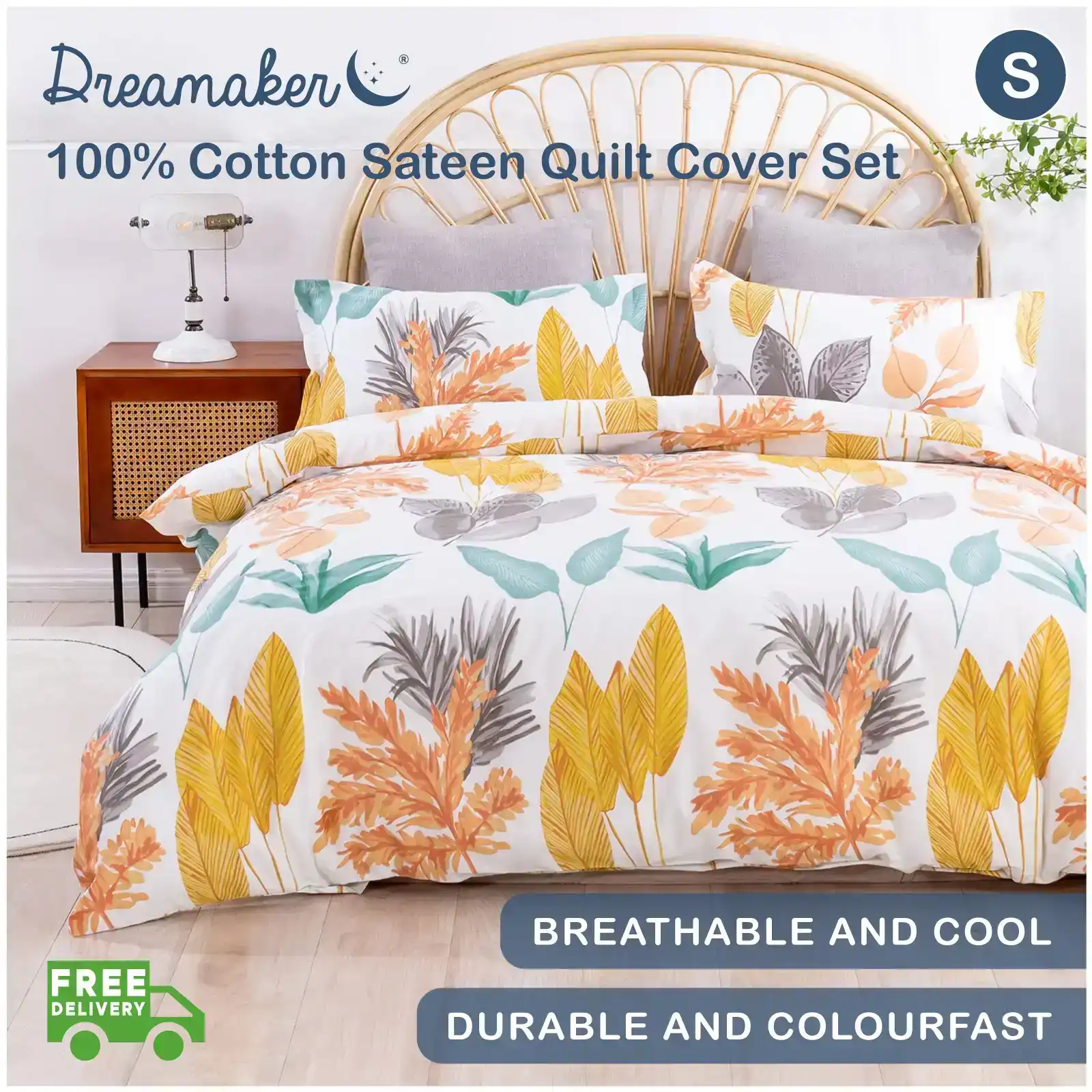 Dreamaker Printed Quilt Cover Set Autumn Single Bed