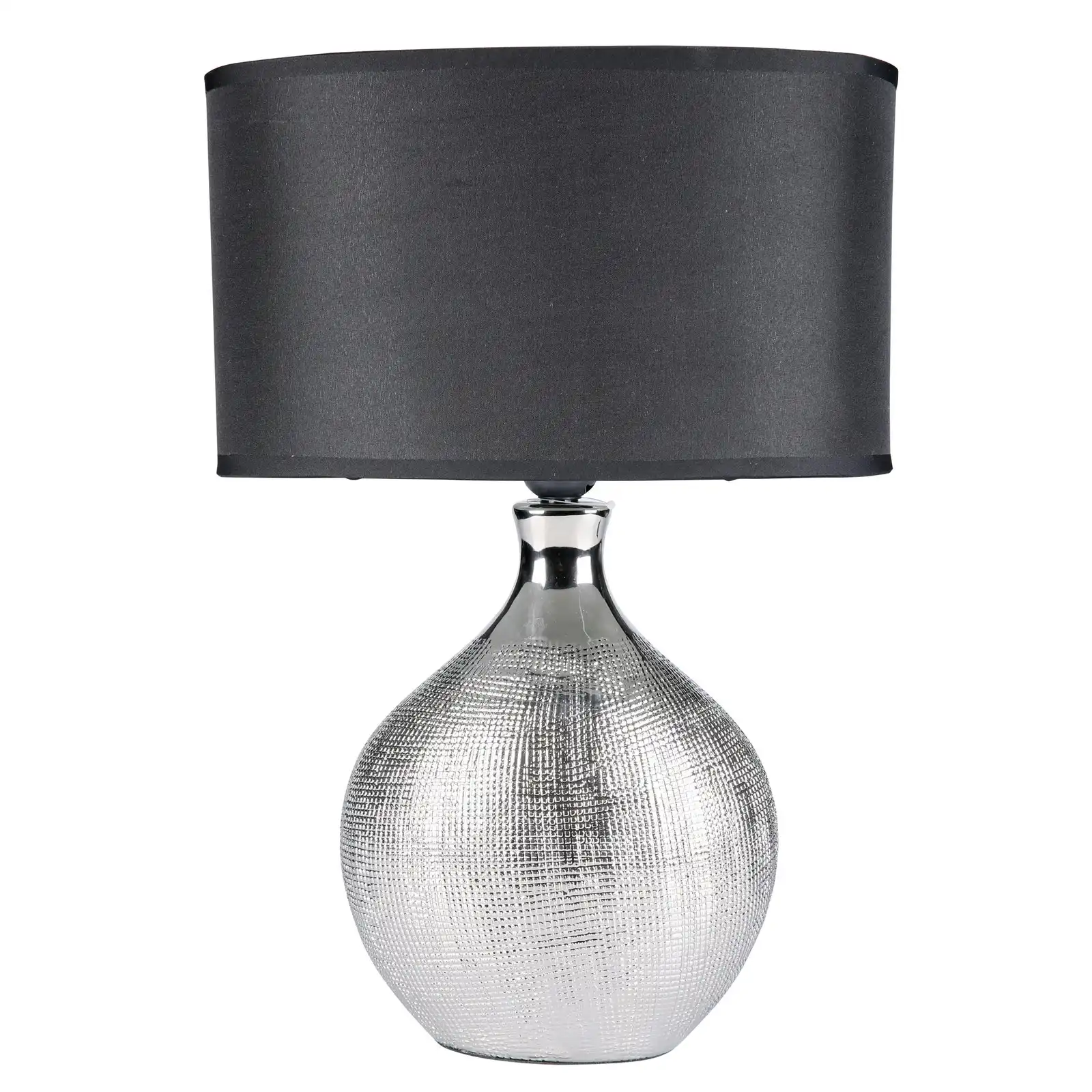 Sherwood Lighting Cosmo Contemporary Bedside Table Lamp - Art Deco Textured - Silver
