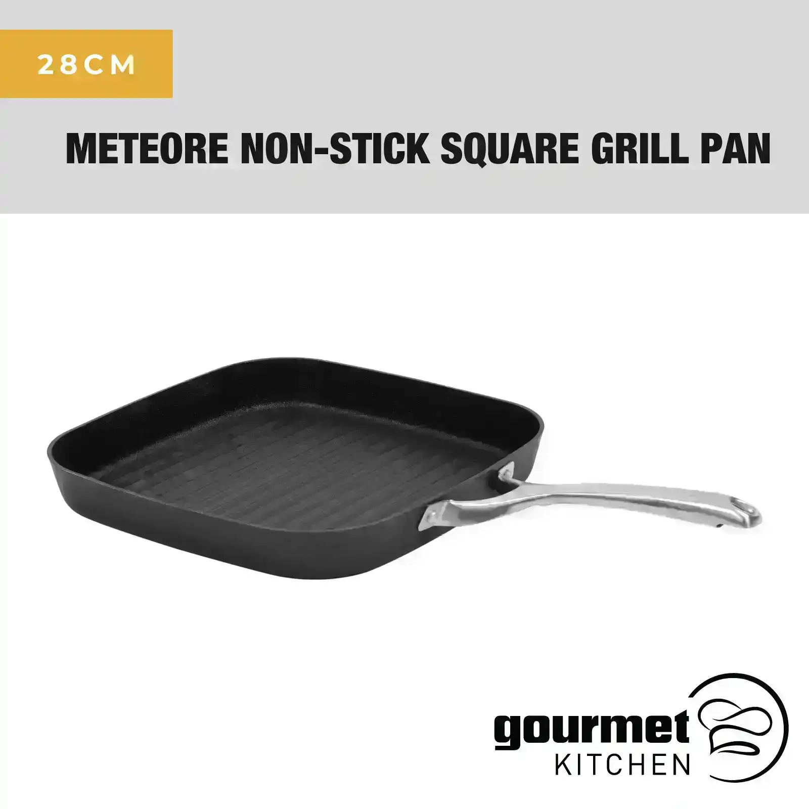 Gourmet Kitchen Meteore Non-Stick Square Grill Pan 28cm