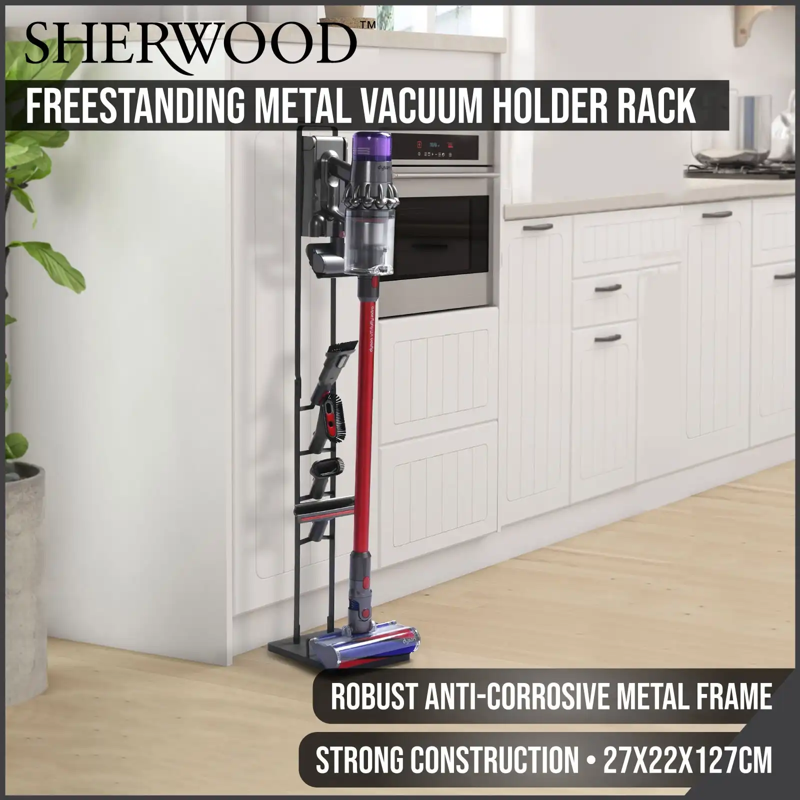 Sherwood Home Freestanding Metal Vacuum Holder Rack For Dyson V6, V7, V8, V10 & V11