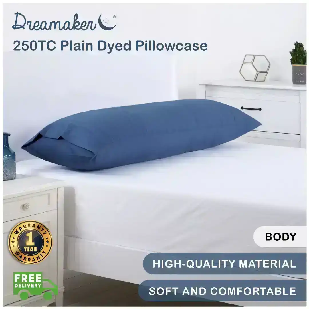 Dreamaker 250Tc Plain Dyed Body Pillowcase Blue