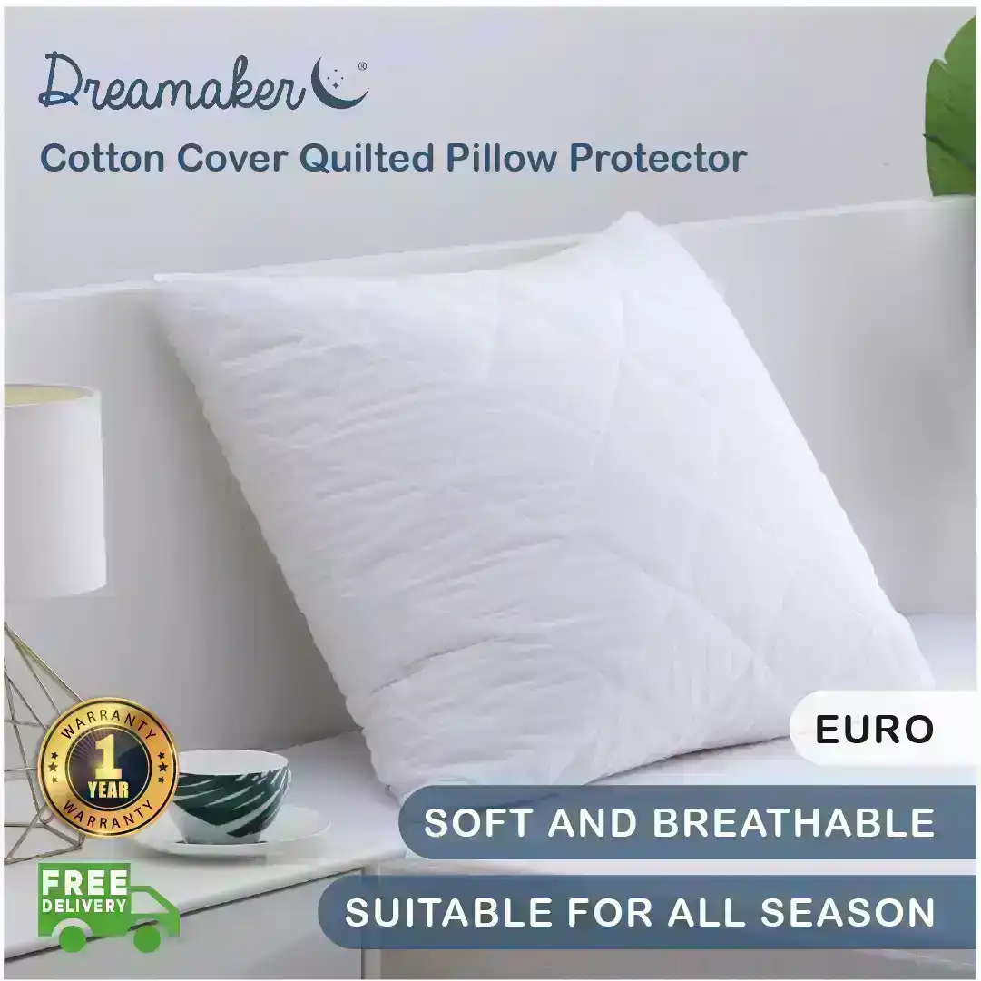 Dreamaker Cotton Cover Quilted Pillow Protector Euro