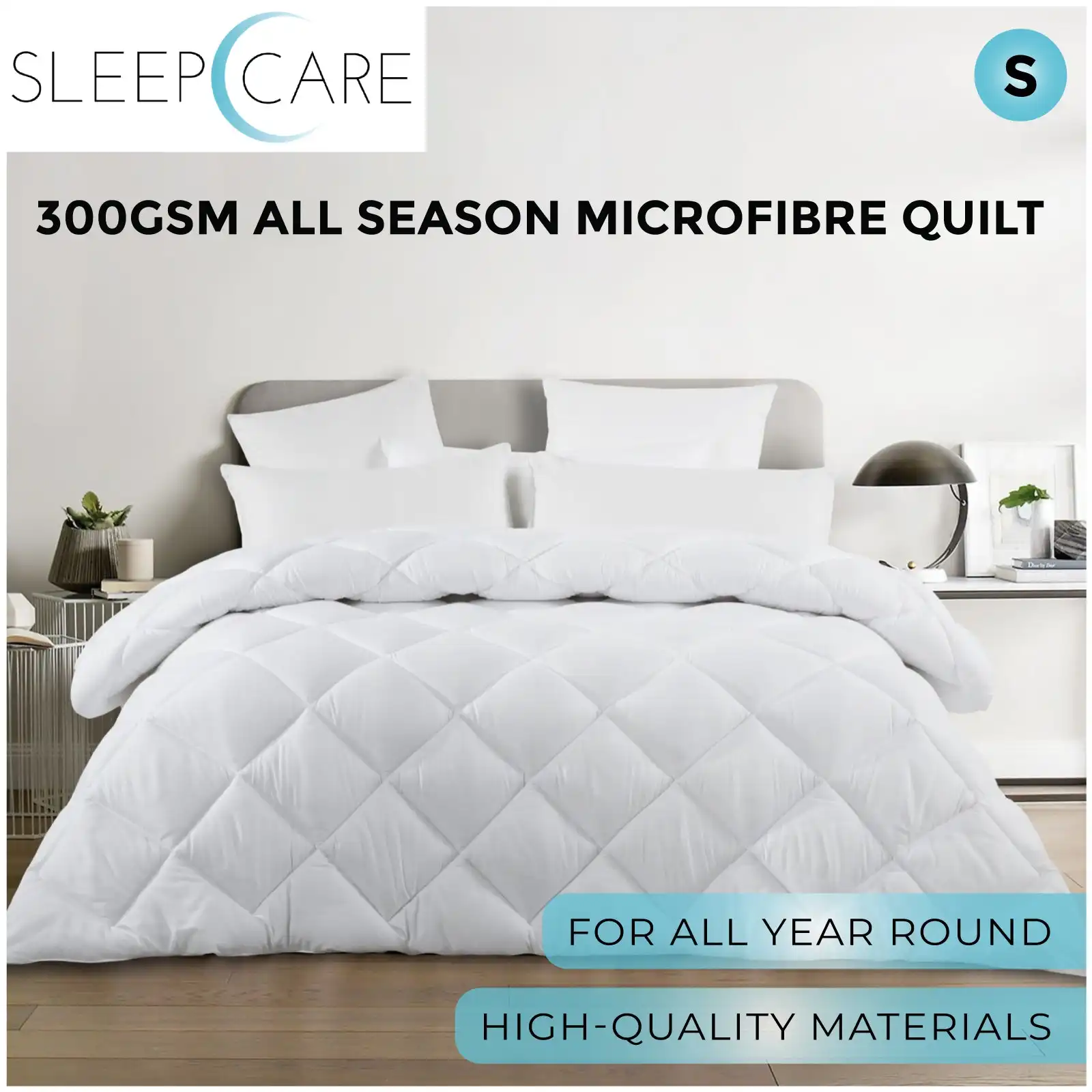 Sleepcare 300GSM All Season Microfibre Quilt Single Bed