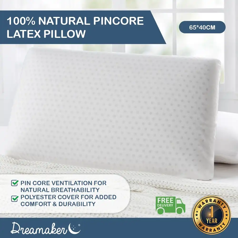 Dreamaker 100% Natural Pincore Latex Pillow - 65 x 40cm