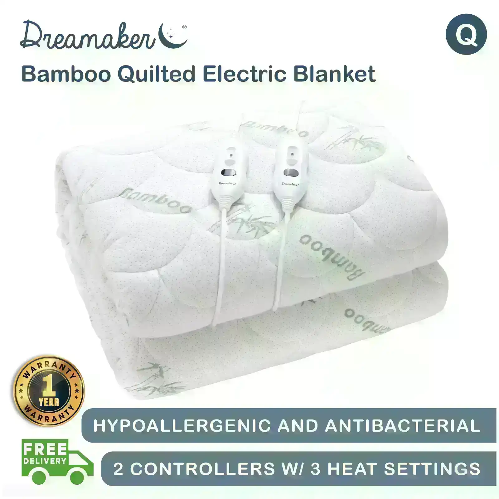 Dreamaker Bamboo Quilted Electric Blanket - Queen Size